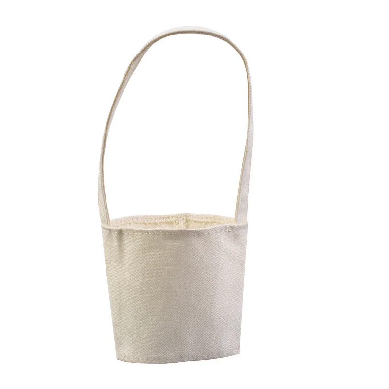 Custom Handmade Cup Sleeve Holder Canvas Insulation Bottle Portable Diagonal Rope Case Beverage Bag Cup Holder New