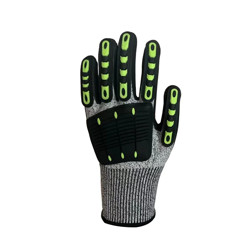 UT ANSI CUT A5 TPR Hppe Pu Palm Coated 5 Cut Resistant Gloves Anti Impact Safety Work Gloves Anti Vibration Oil-proof Gloves
