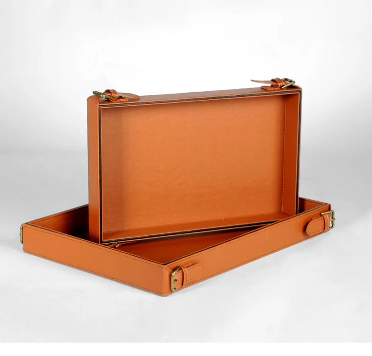 
Modern minimalist European classical style leather ornaments storage tray 