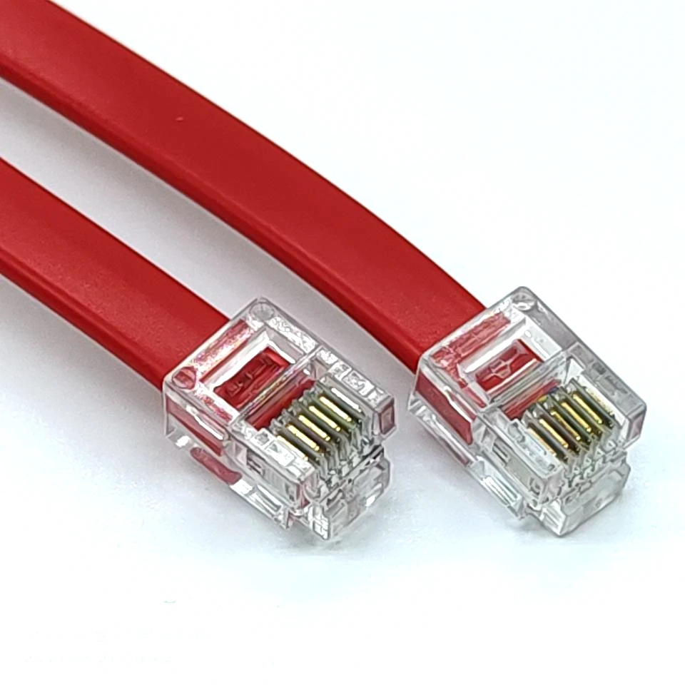 RED Telephone Cable RJ12 to RJ12 6P6C Connector RJ12 Flat Patch Cord