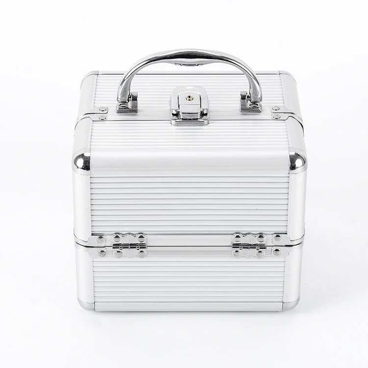 GLARY sliver hard makeup boxes case professional cosmetic portable mini makeup case organizer private label makeup case box