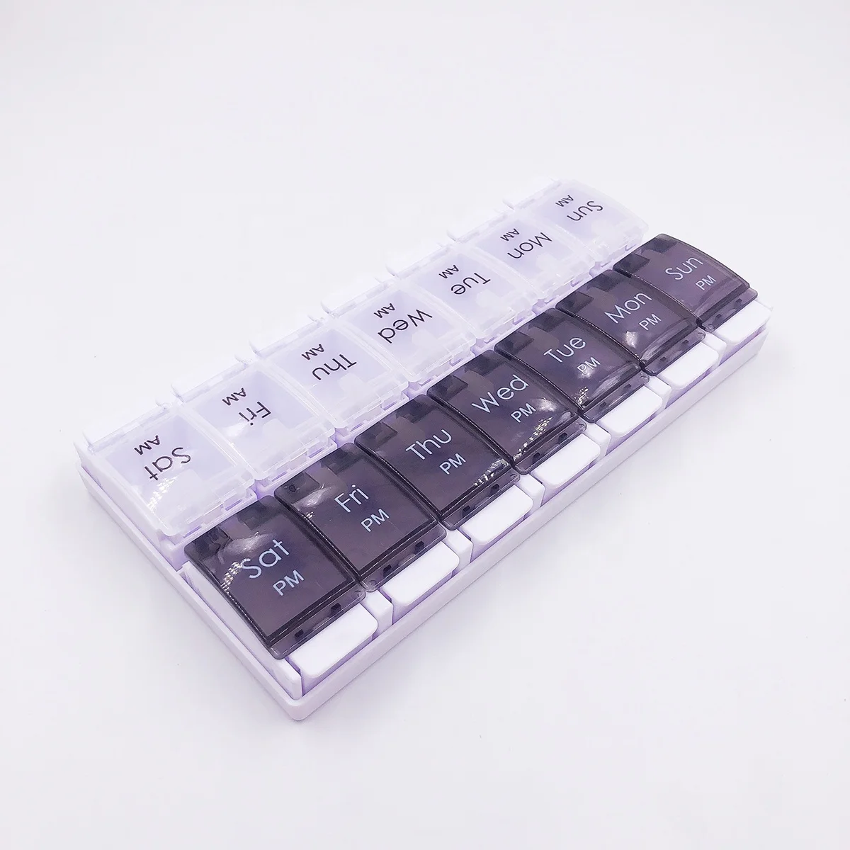 Easy Open Pill Organizer 2 Times a Day, Large 7 Day Pill Box Twice A Day, Push Button Weekly AM PM Pill Case