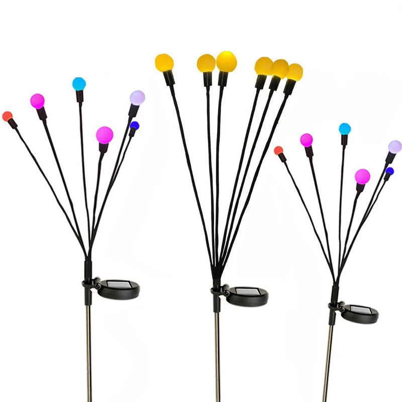 Solar swaying Fireworm Light Firefly Glowworm 6 8 10 Garden Decoration Low Voltage Landscape Outdoor Lawn lights