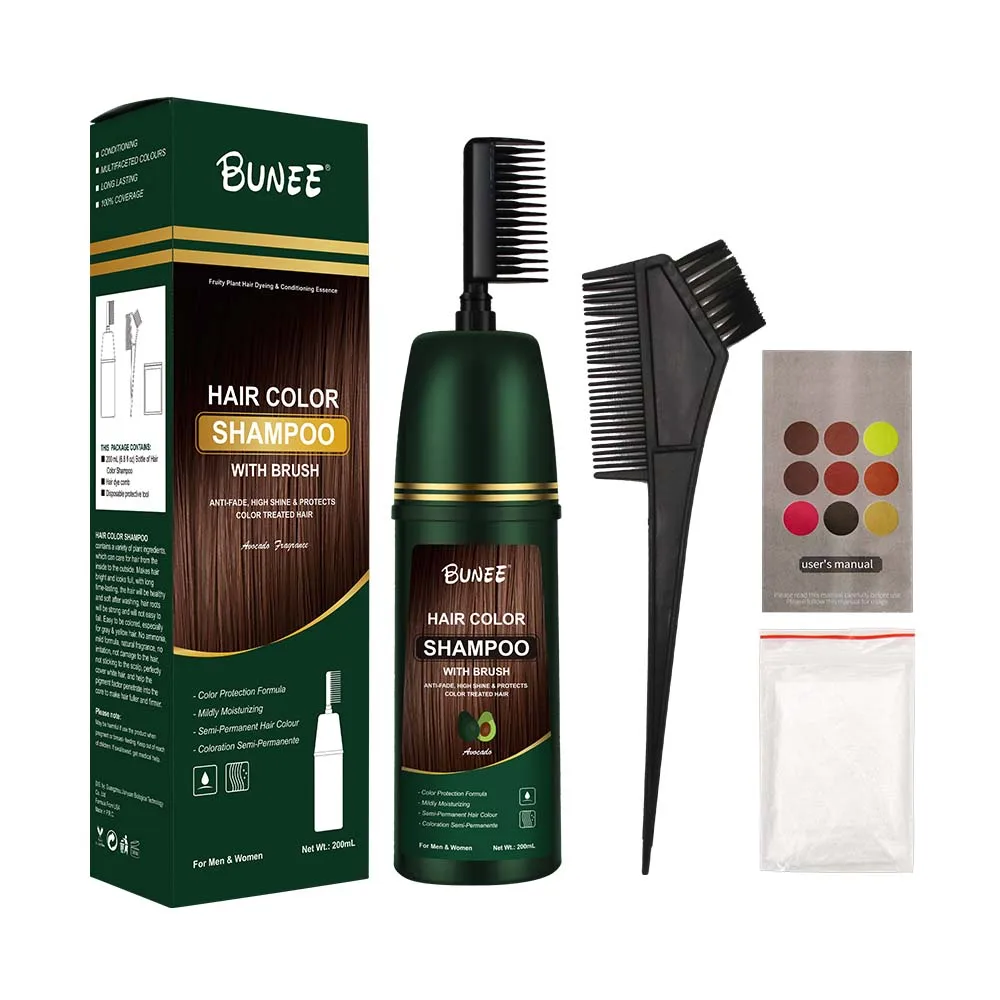 Wholesale Natural Black Hair dye shampoo Hair color dye shampoo with comb