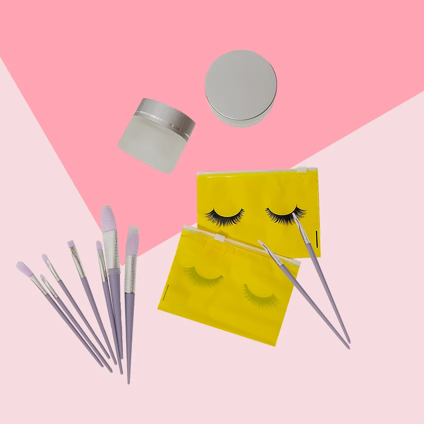 ECO PACK Custom Printing Yellow Eyelash Reusable Plastic Bag for package