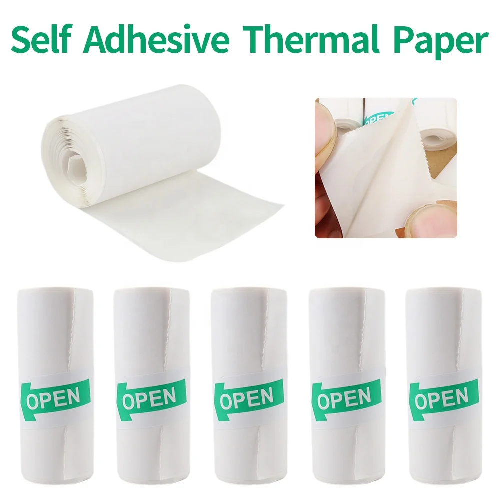 10rolls Mini Printer Paper, Self Adhesive Thermal Paper Printable Sticker Paper For Pocket Thermal Printer
