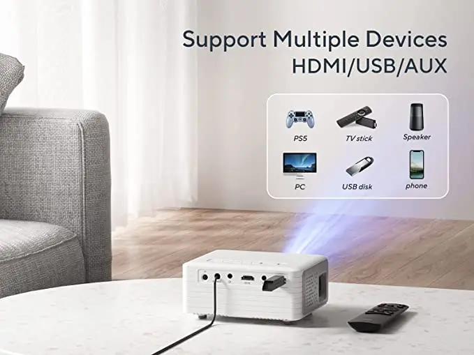 2021 Beam Projector 100 Lumens Portable LED Proyector HDMI Christmas Projector for Kids N2 White