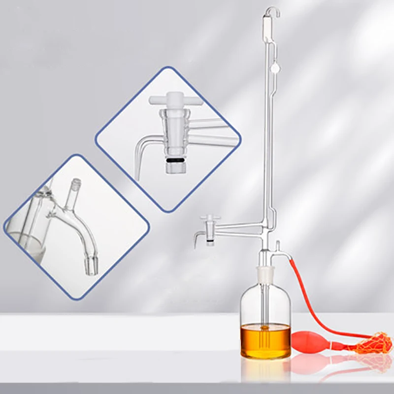 Automatic Self Zeroing Burette with Stopcock,Clear 5ml to 50ml 0.1ml Graduation Interval with 2L Reservoir and Pressure Ball