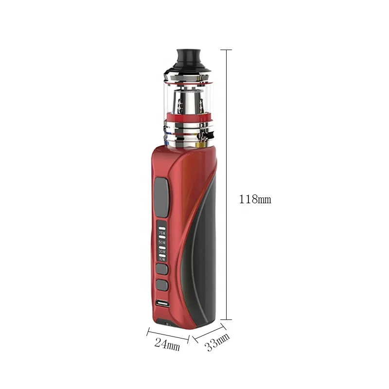 
Custom Logo Vaporizer Pen e Cig 510 Thread Vape Mods 2.0ml Oil storage with 75w Power box mod 