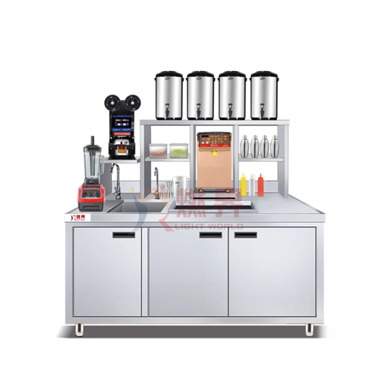 Latest Design Boba Tea Equipment Working Table Bubble Milk Tea Counter