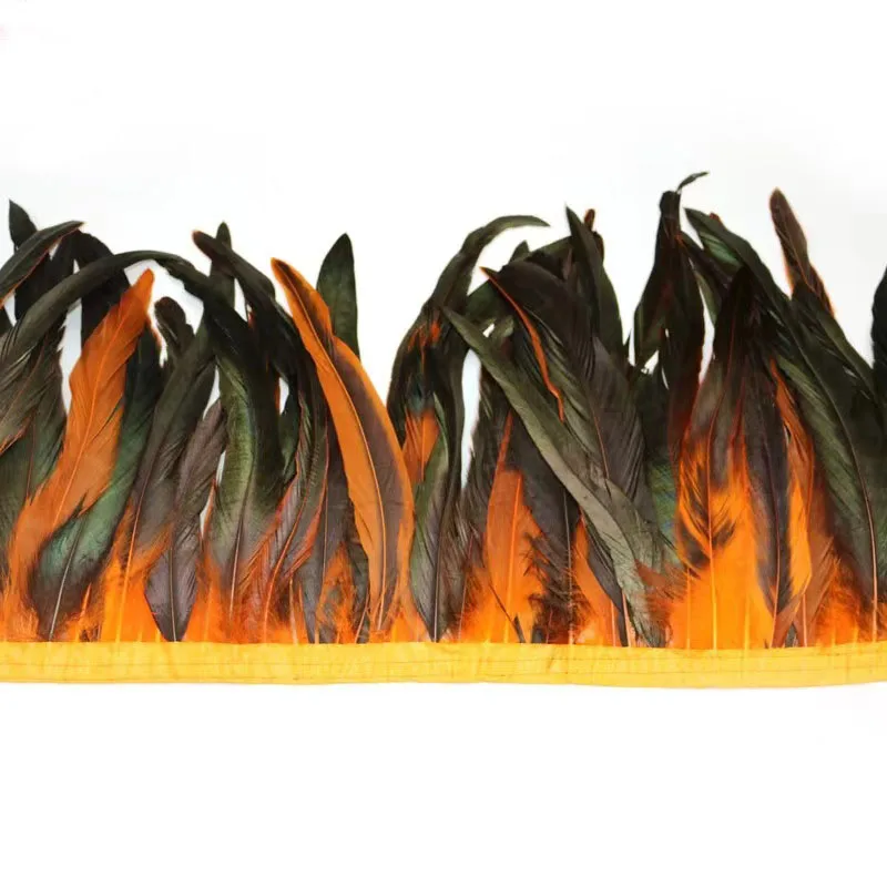 10-12inch (25-30cm) Decor Half Bronze Coque Rooster Feathers Fringe Ribbon Trim Carnival Festival Cock Tail Feather Trimming