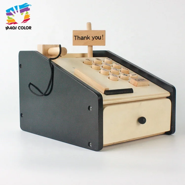 Ready To Ship kids wooden toy cash register for pretend play W10A066