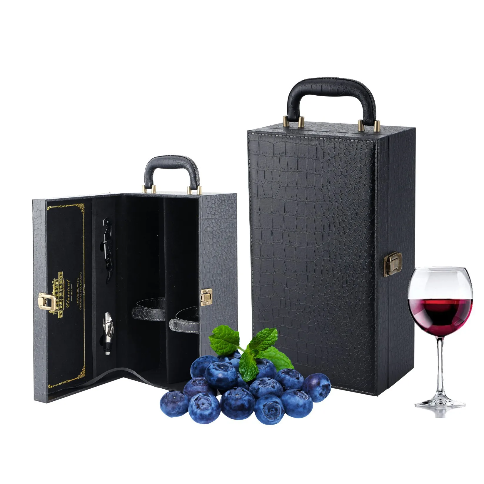 High-end red wine gift box luxury quality handmade wooden red wine box