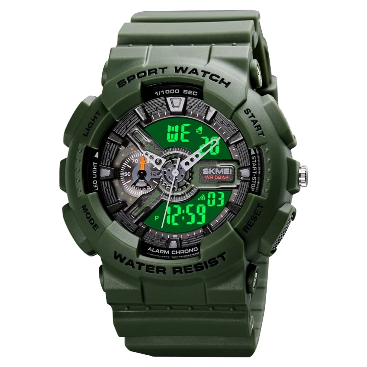 Hot Sale SKMEI 1688 LED Dual Time Digital Display + Pointer Luminous Sports Electronic Watch