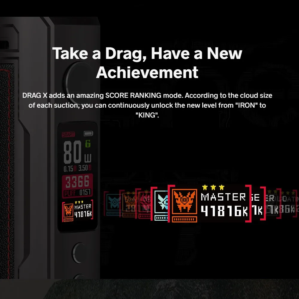 
Original VOOPOO DRAG X Mod Pod Kit 2ml RTA Pod Tank PnP-VM6 0.15ohm/PnP-VM1 0.3ohm Coil 80W Max Output E-cig Vape Kit VS Vinci X 