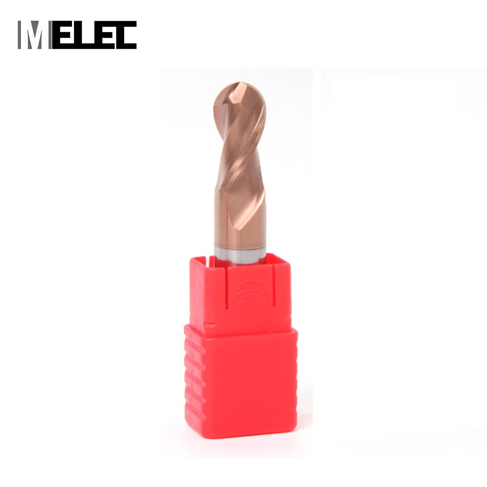 MELEC cnc  tools tungsten steel material straight shank solid carbide 2 flutes carbide ball nose milling cutter