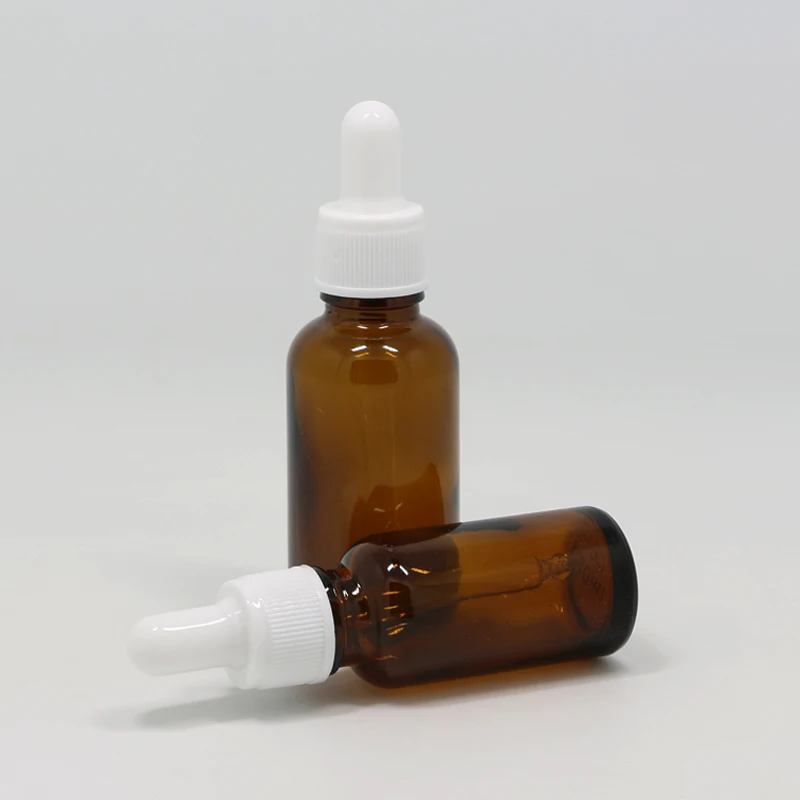 Essential oil packaging 5ml 10ml 15ml 20ml 30ml 50ml 100ml clear amber brown glass dropper bottle with white dropper