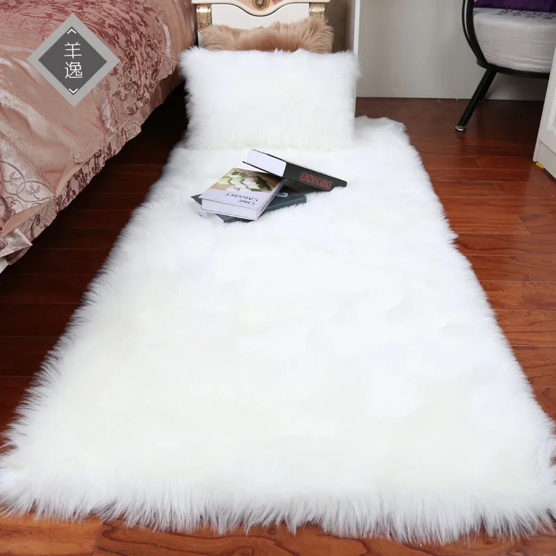 Plush Sheepskin Rugs For Bedroom Carpet Room Long Hair Bedside Mat  Floor Hairy White Rugs Red Living Room Fur Kids Carpets