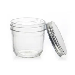 Factory custom clear glass storage jar Caviar glass Sloppy Joe Mason jar with aluminum lid glass jar