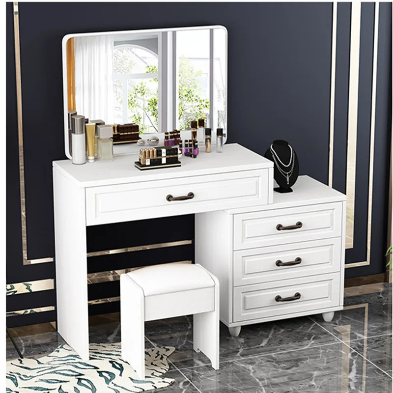 New design French style Dressing Table Makeup Vanity Dressers wooden dressing table with led mirror and drawers in bedroom