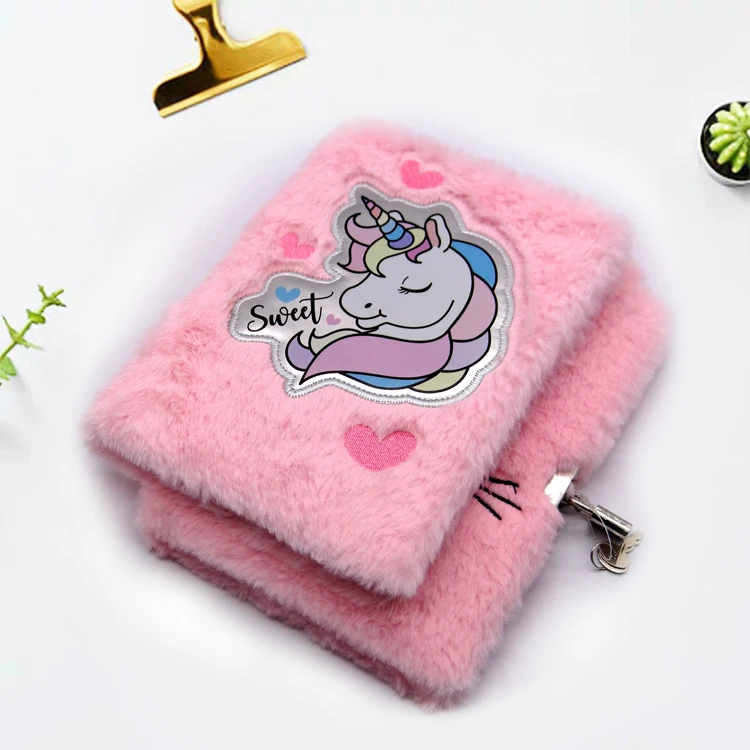 
wholesale new design animal stationery gift personalized cute furry plush notebook with 3d 