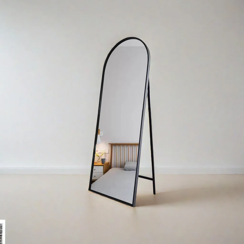 wholesale large arch standing floor mirror luxury metal frame decorative full body miroir custom large black mirror luxury decor