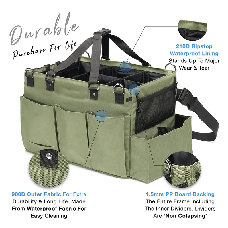 Large Wearable Cleaning Handle Caddy Organizer Waist Straps Shoulder Supply Cleaning Caddy Bag