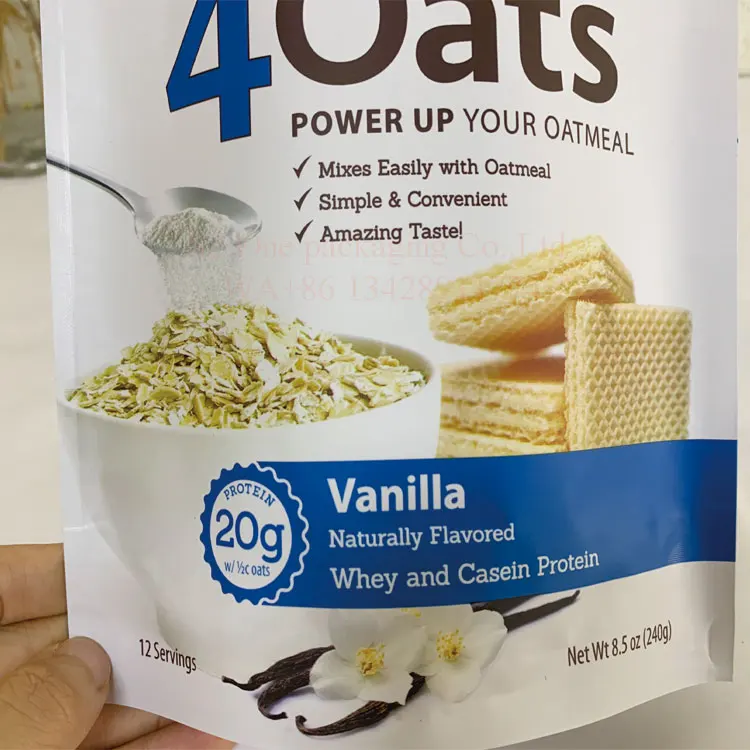 Digital Print Low Moq 1lb 454g 8oz 240g Waterproof Aluminum Foil Whey Protein Soybean Powder Shake Milk Packaging Bag