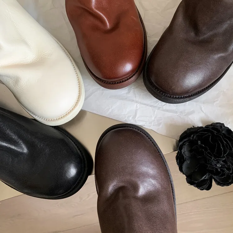 Xinzirain Custom Vintage Ladies Winter Boots Low MOQ Private Label Full Leather Comfortable 4cm Heel Women Ankle Boots