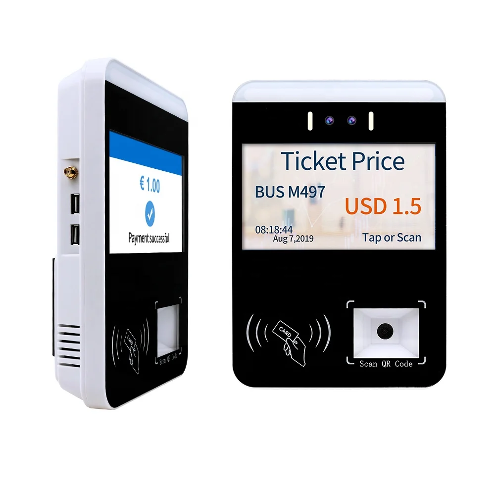 13 56 Mhz NFC автобусный билет валидатор и сканирование штрих-кодов QR платежа распознавание лица оплата 7-дюймовый дисплей автобус