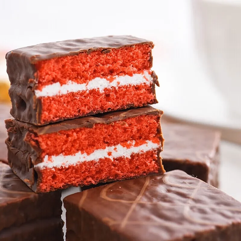 Exotic Snack Breakfast Cake Red Velvet Raspberry Chocolate Coated Layer Cake 6packs 168g