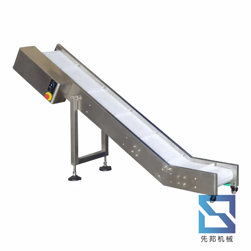 New Stainless Steel and Plastic Vertical Conveyor Adjustable Speed Foodstuffs Transport Conveyor