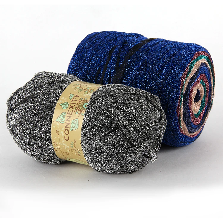 Hot sale t-shirt yarn hand knitting crochet t-shirt yarn recycle cotton blended polyester yarn