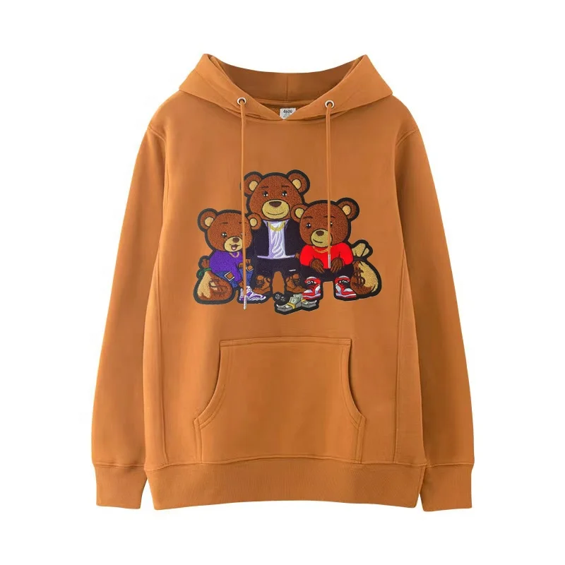 Осенне-зимняя нашивка с вышивкой синели с индивидуальным логотипом 460GSM тяжелые мужские hoddies