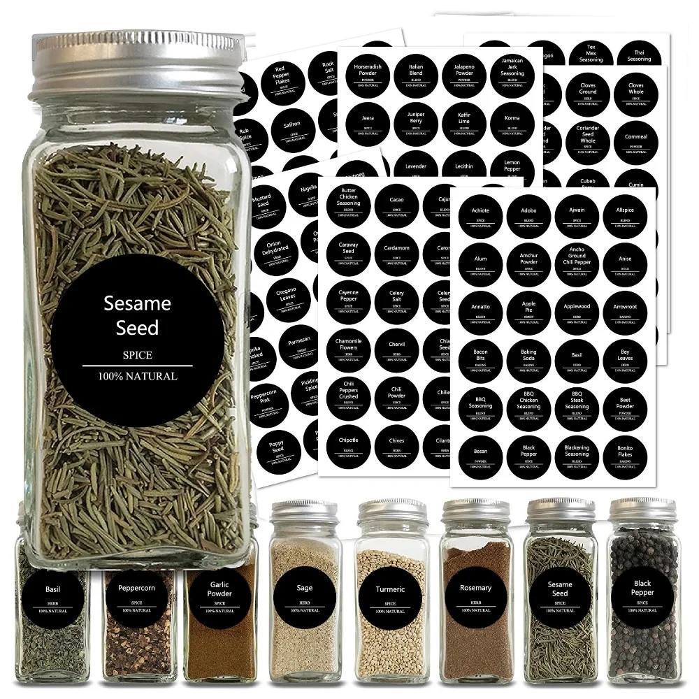 Custom PVC Reusable Spice Can Labels And Food Storage Erasable Chalkboard Stickers Blackboard Pasting Spice Labels