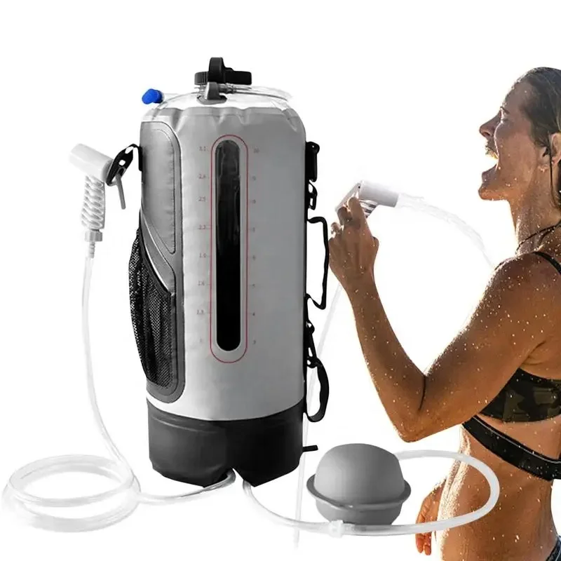 Factory Hot Sale Portable 12L Outdoor Accessories Water Pump and Shower Head Hose Shower Camping Shower Bag