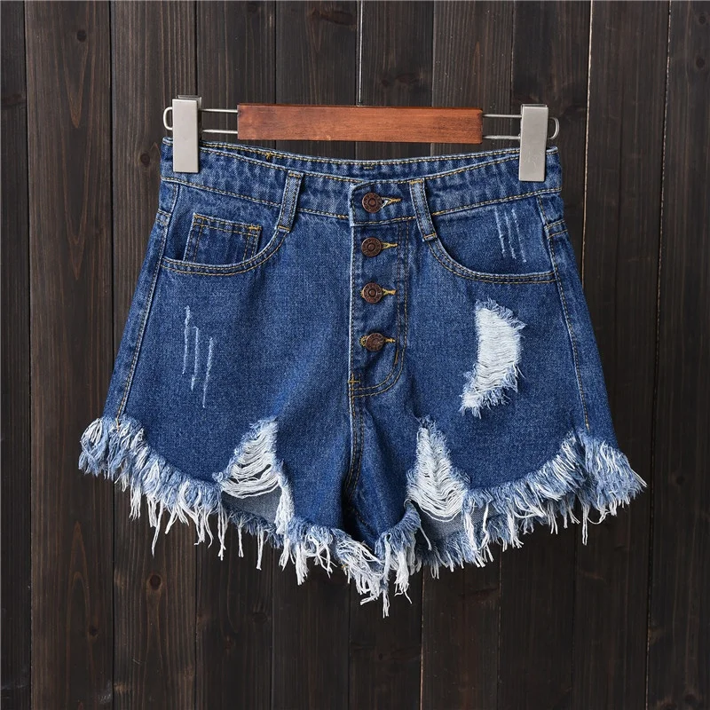 Fashion Summer New Ripped Edge Denim Shorts Women Super Jean Shorts