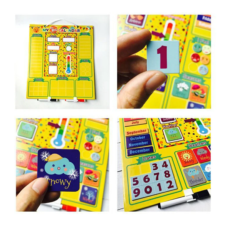 
Children early educational game toys creative magnetic calendar for kids learning weather 