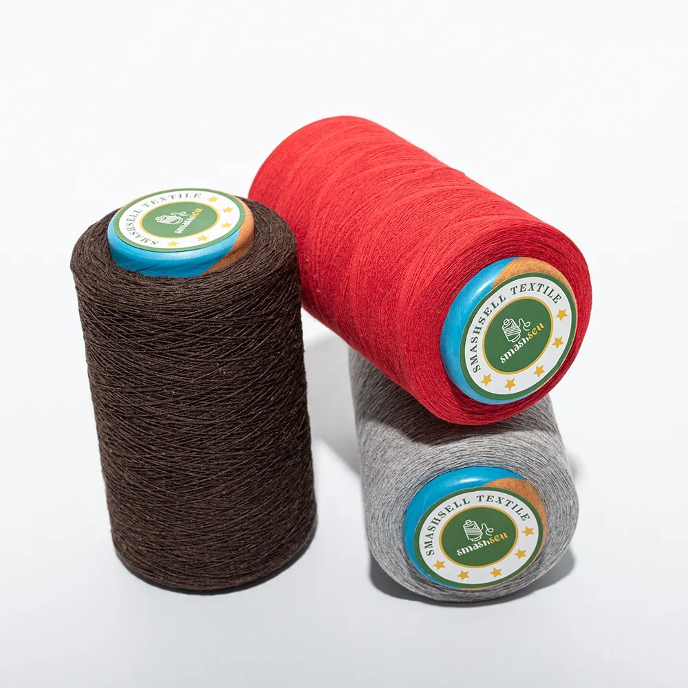 Red Color Blend Yarn Recycled Cotton Yarn Wholesales Cotton Polyester Blend Thread OE Knitting Socks Yarn