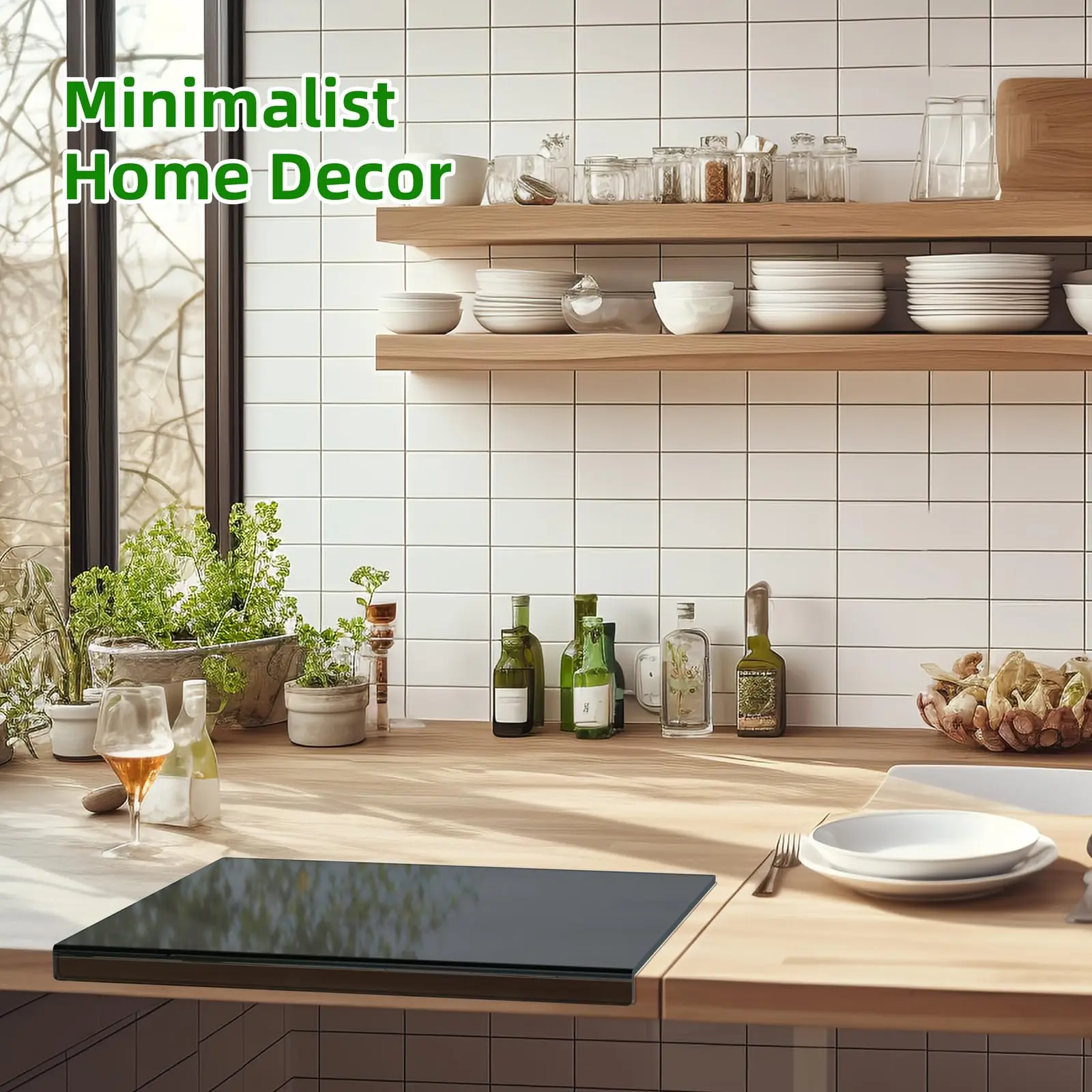 Acrylic Cutting Board with Counter Lip Clear Cutting Board for Kitchen Counter Non Slip Cutting Board  Acrylic Organizer Kitchen