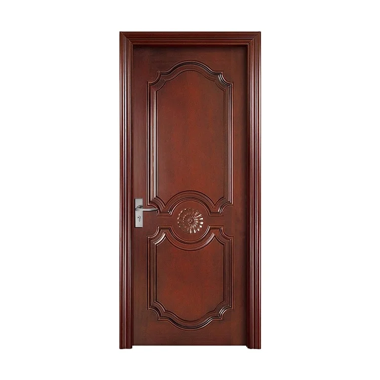 American walnut solid wood carving panel interior door design for apartments
