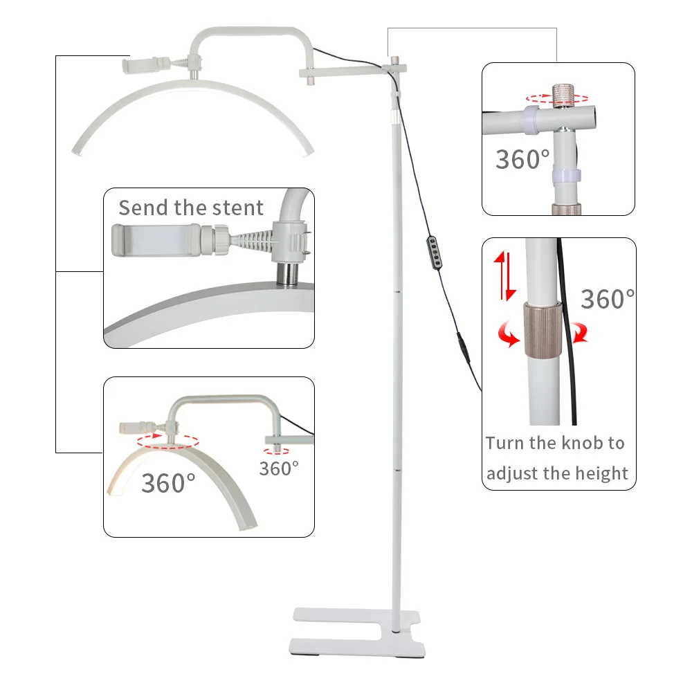 LED Moon Light Ring Professional Eyelash Extension Light Led Beauty Floor Lamp for Skincare Lashes Eyebrows