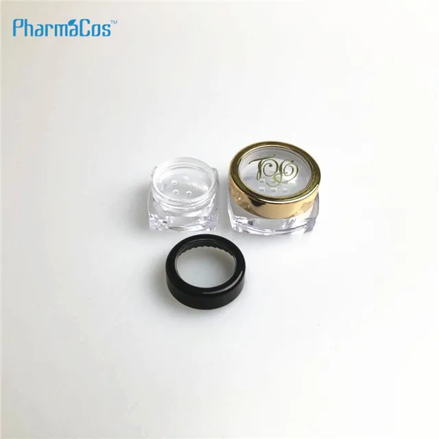 Clear round shape glitter powder jar with sifter  jar with window cap beauty personal care cosmetic packaging jar
