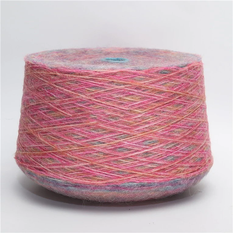 3.3s/1 4% Wool Blended Acrylic Rainbow cake Fancy Air Yarn woven worsted color gradient trim yarn on cone  for milk cotton yarn