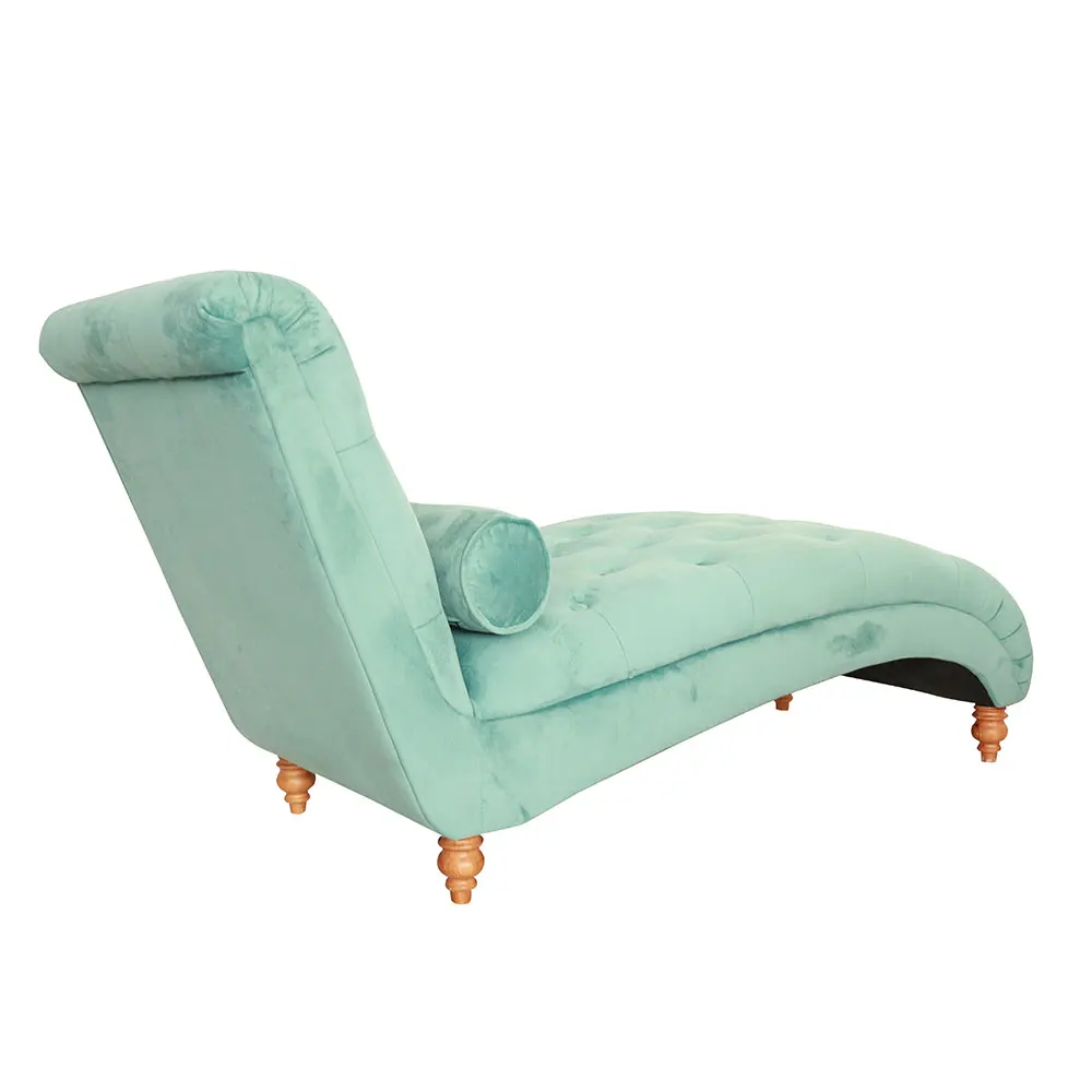 Partner Green Black Velvet Turfed Luxury Elegant Modern Wooden Legs Living Room Chair Chaise Lounge