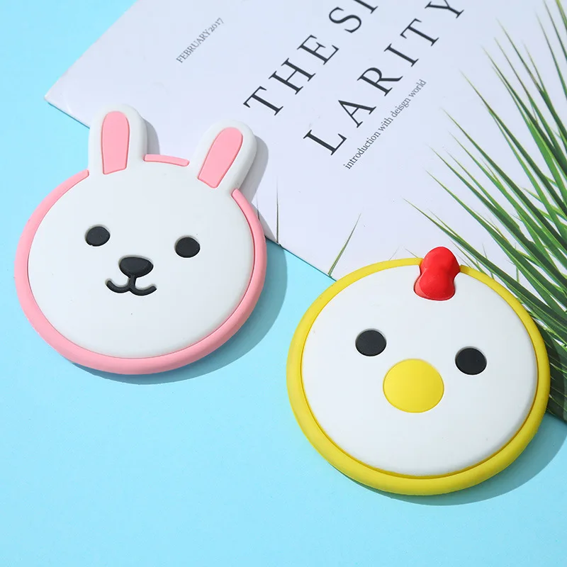 YUE New Wholesale Cartoon Silicone Makeup Mirror Portable Makeup Mirror Cute Silicone Single Side Mini Portable Mirror