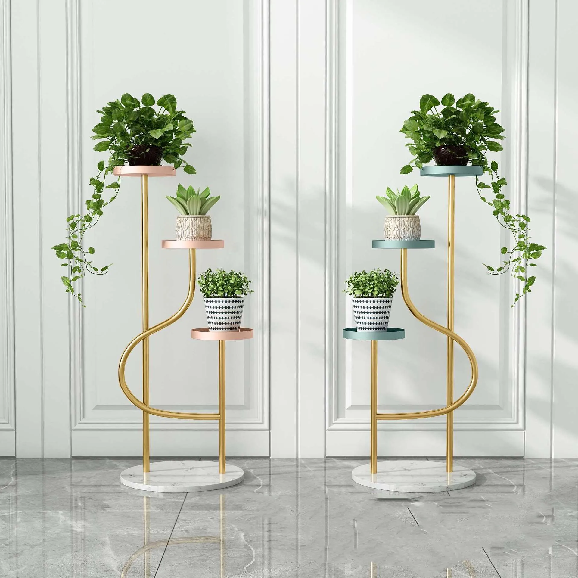 Manufacturers direct network safflower frame living room Nordic modern light luxury three-layer flower pot decoration
