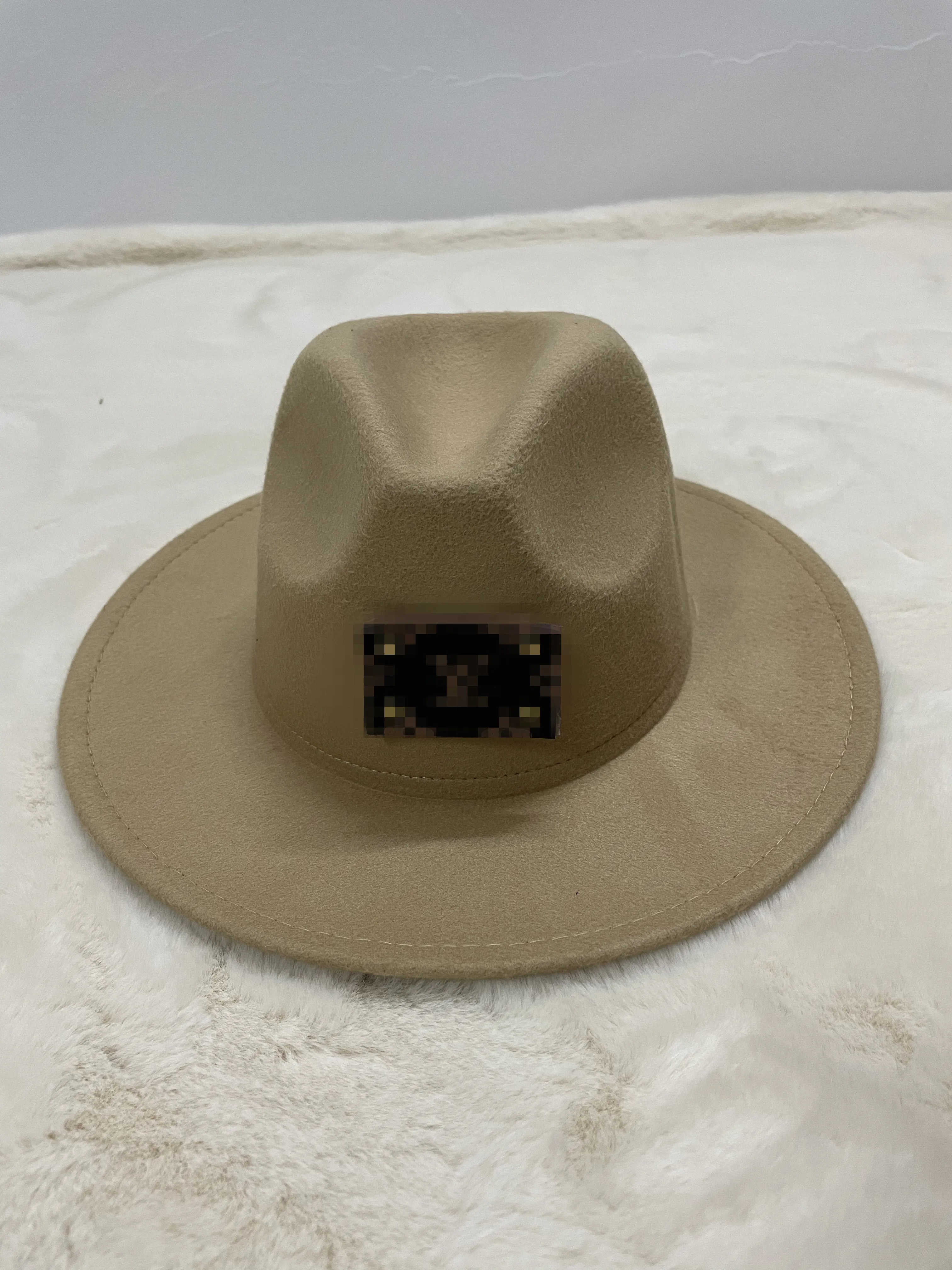 New Style Autumn Winter Classical LOGO Big Wide Brim Jazz Hat Men and Women Top Hat Fedora Hats with Chains