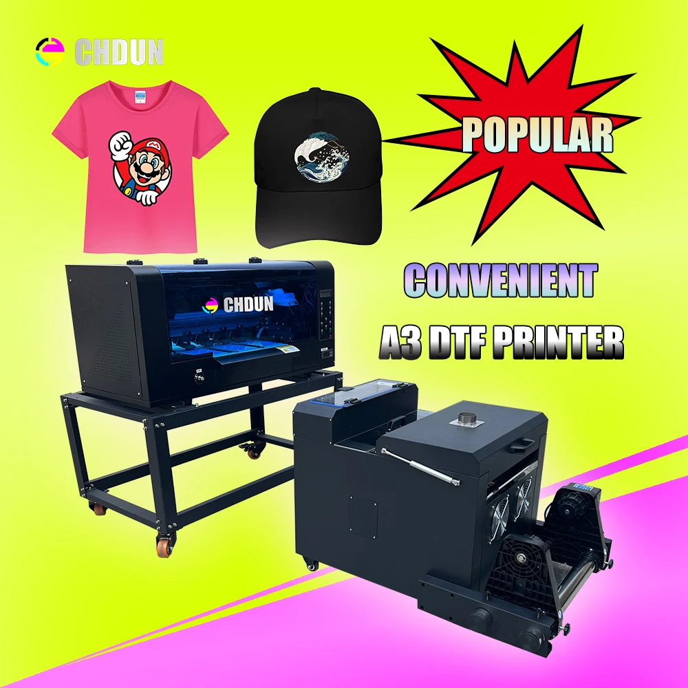 CHDUN Fast Shipping Dtf Printer Any Fabric Printing A3 Dtf Printer Printing Machine 30Cm Shaker Powder Machine For Dual Xp600