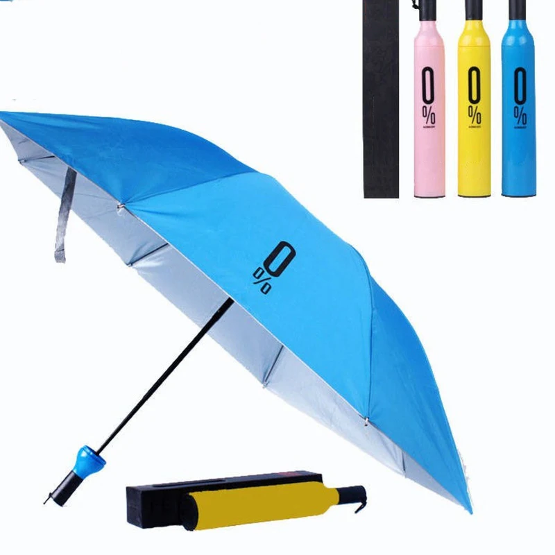 Unique Promotion Gift Umbrella Wine Bottle Folded Automatic Umbrella 3 Folding Wholesale